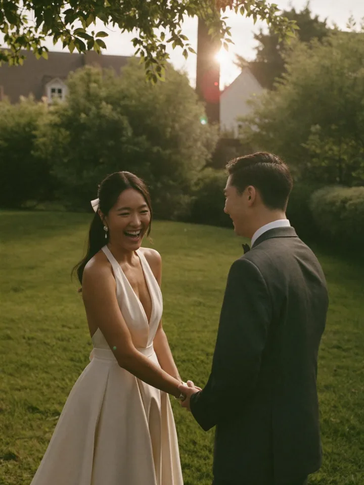 Couple together in a garden